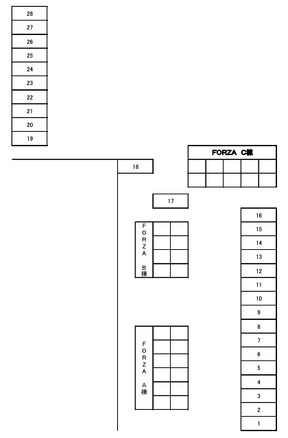 FORZA駐車場の駐車配置図