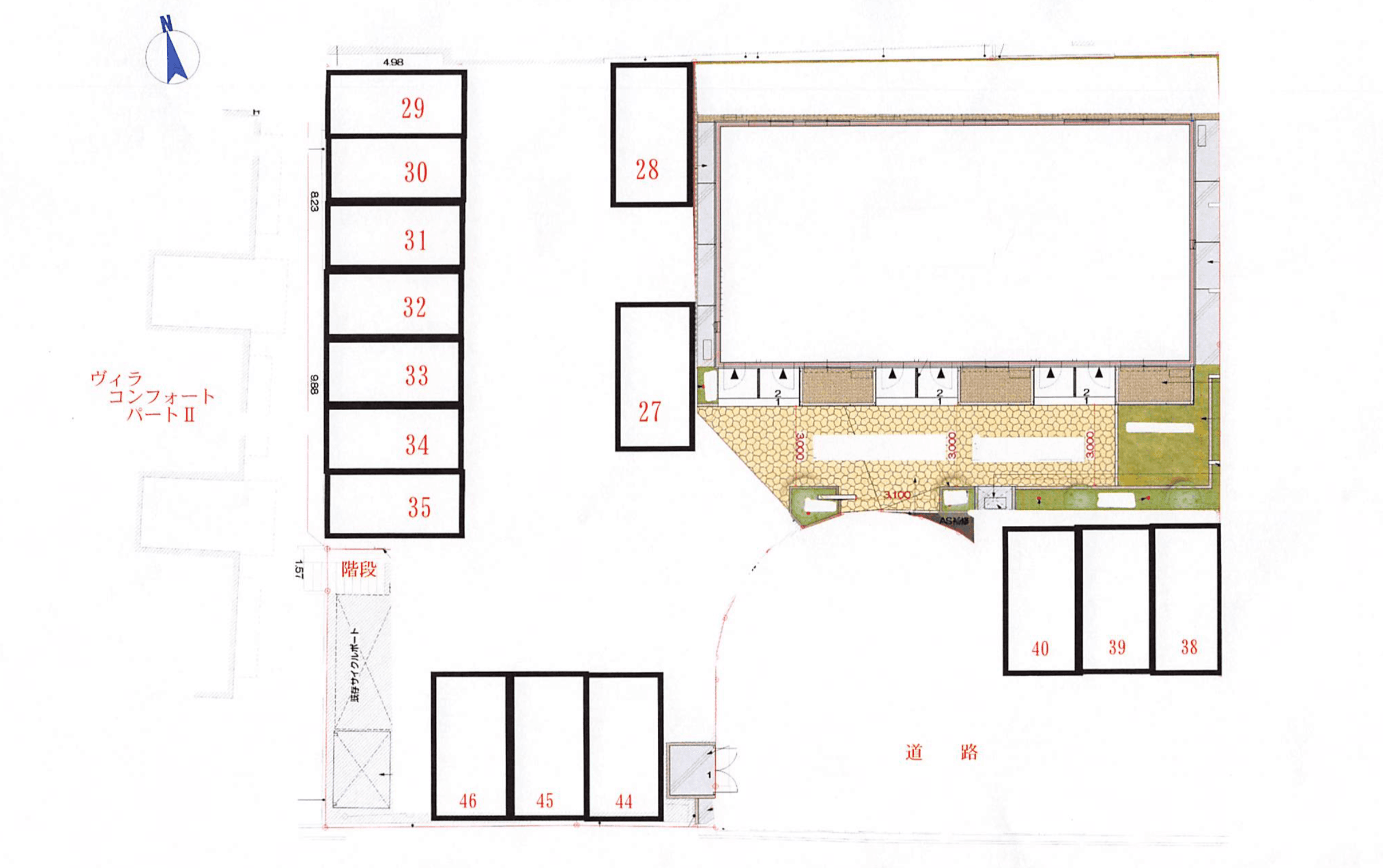 東ノ段大西ガレージの駐車配置図