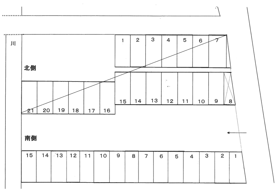 下川原3丁目貸駐車場(南側)の駐車配置図