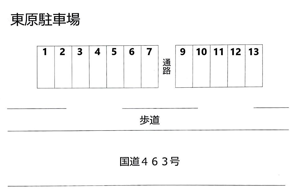 東原駐車場の駐車配置図