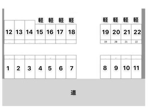 牧田駄経寺駐車場の駐車配置図