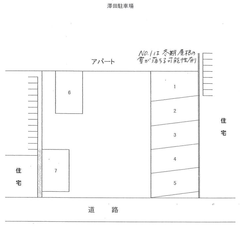 澤田駐車場の駐車配置図