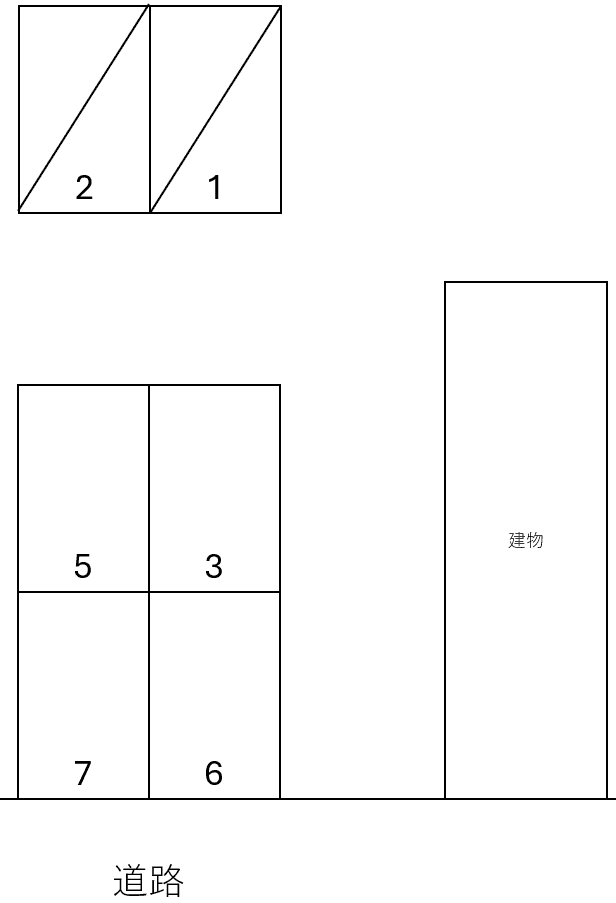 朝日町シャッター付貸ガレージの駐車配置図