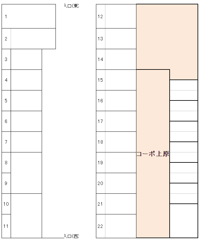 上原パーキング②の駐車配置図
