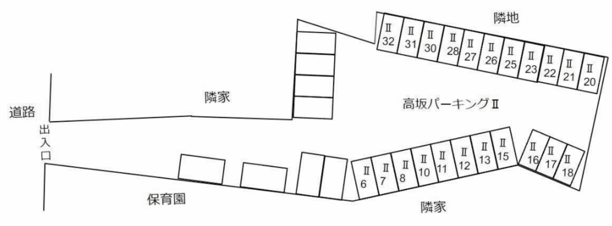 高坂パーキング Ⅱの駐車配置図