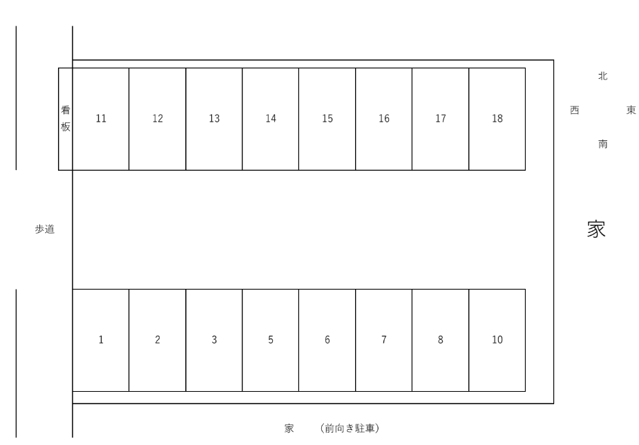 可児駅東駐車場の駐車配置図