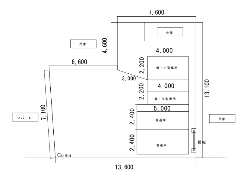 パーキングスペース川端町5丁目月極駐車場の駐車配置図