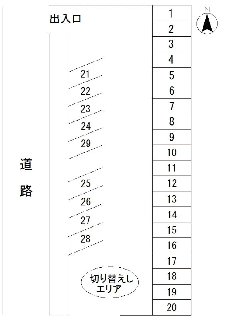 田中月極駐車場の駐車配置図