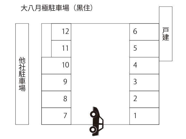 大八月極駐車場(黒住)の駐車配置図