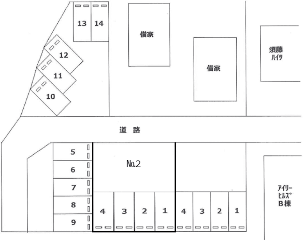 和白丘2丁目駐車場の駐車配置図
