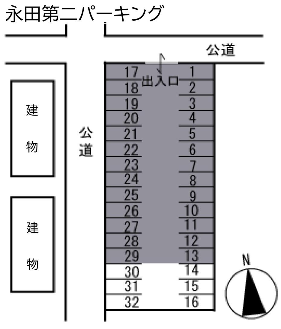 典尚永田パーキングの駐車配置図