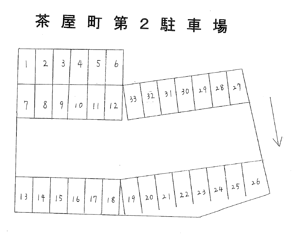 茶屋町第二駐車場の駐車配置図