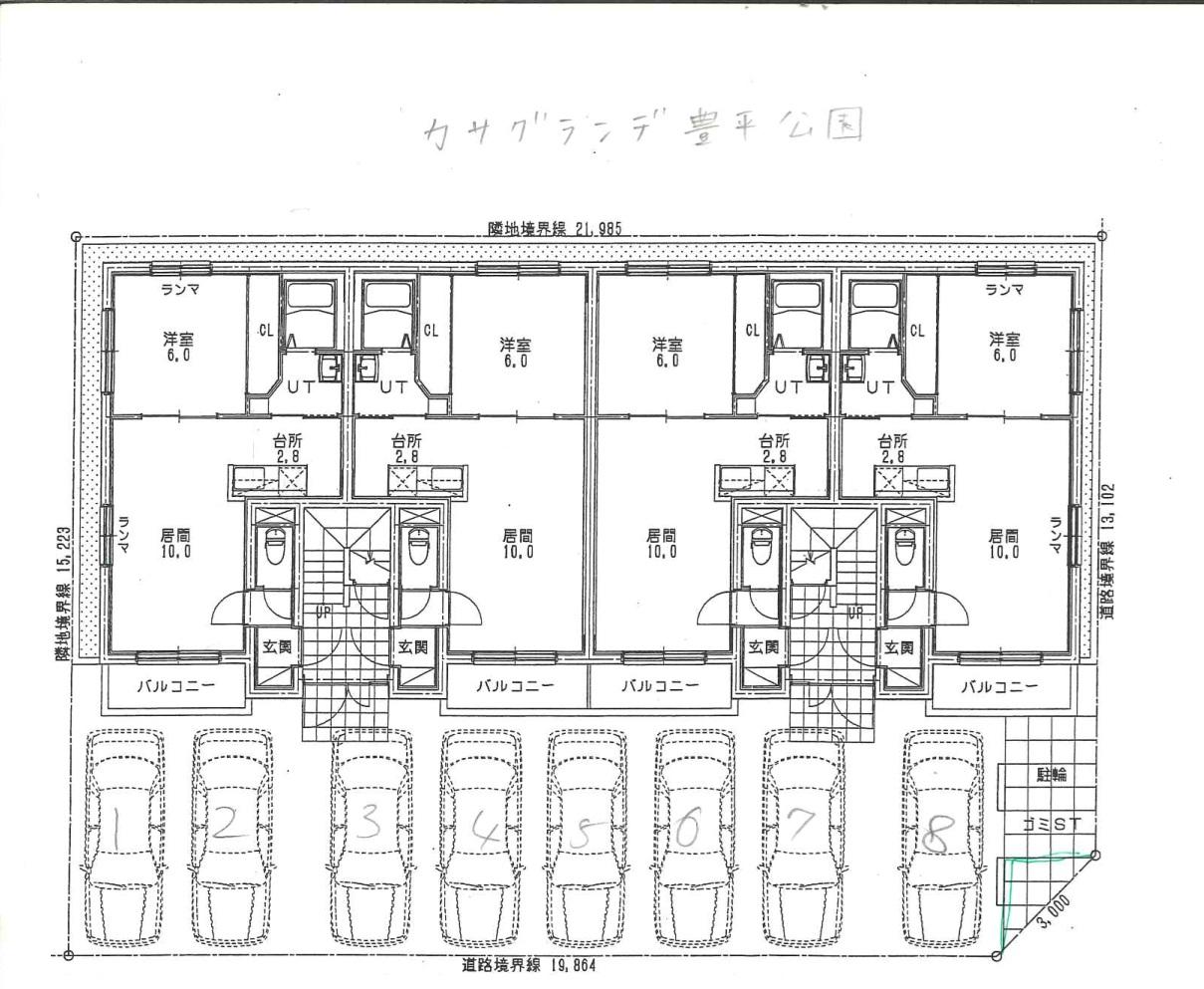 カサグランデ豊平公園の駐車配置図