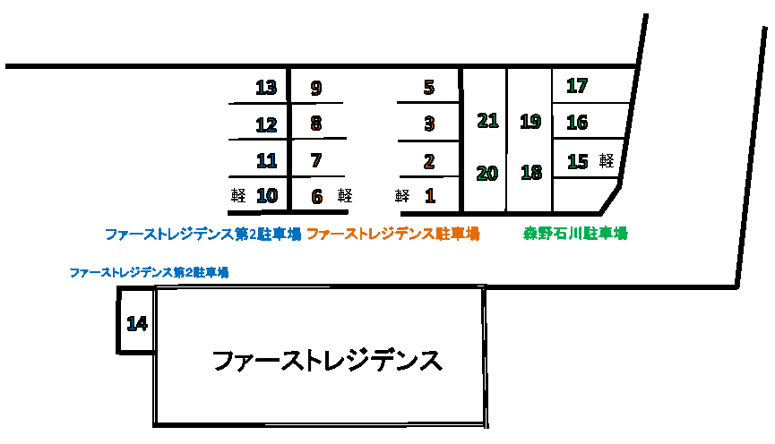 ファーストレジデンス第2駐車場の駐車配置図