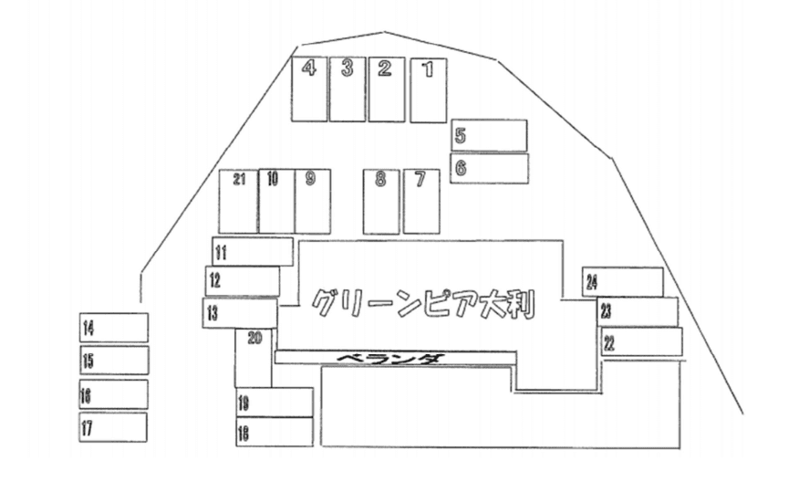 グリーンピア大利 敷地内駐車場の駐車配置図