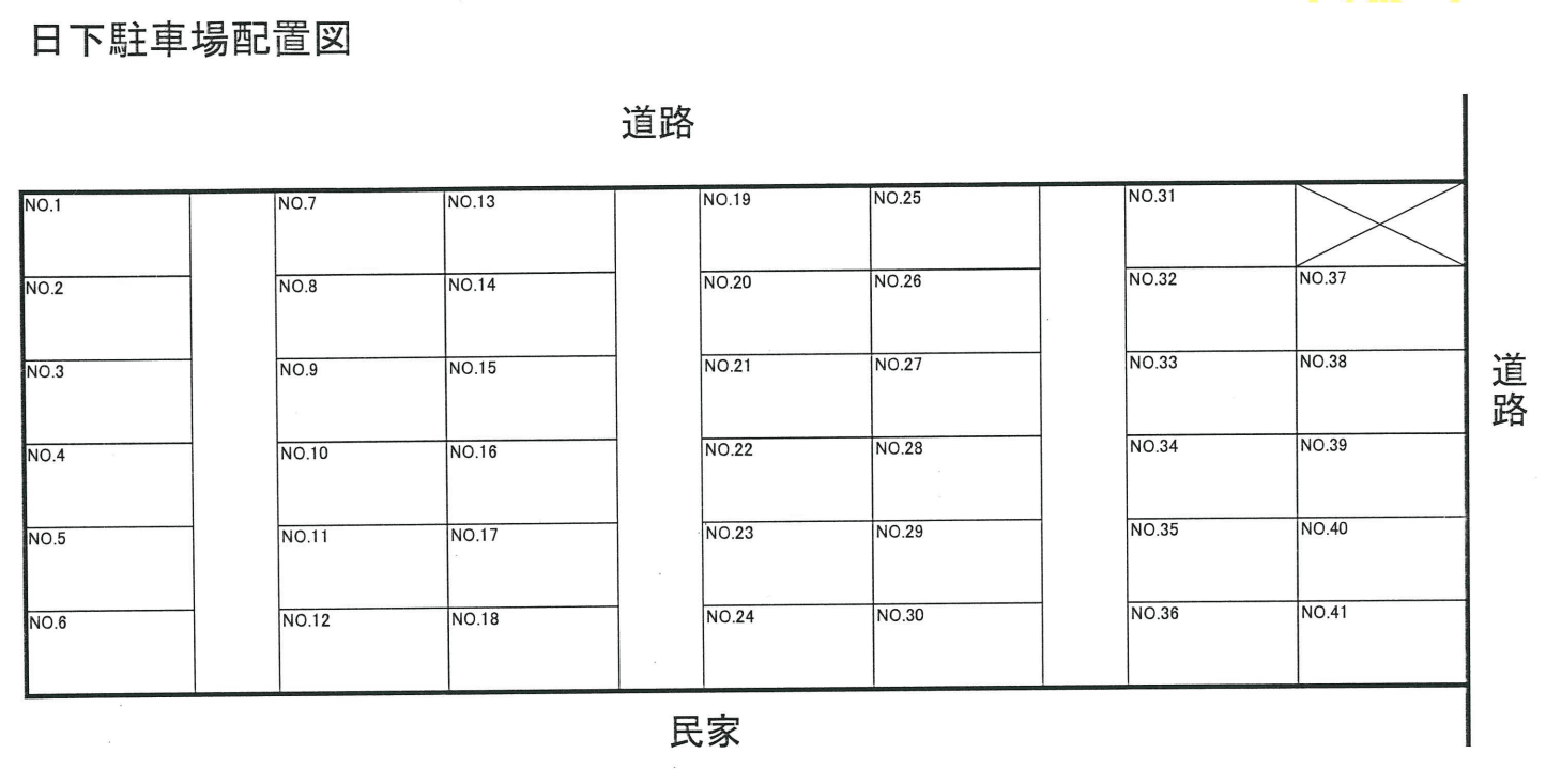 日下駐車場の駐車配置図
