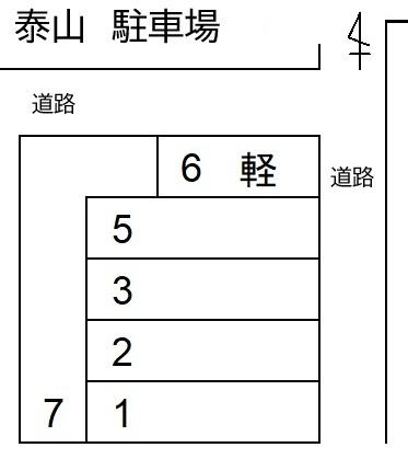 泰山 駐車場の駐車配置図