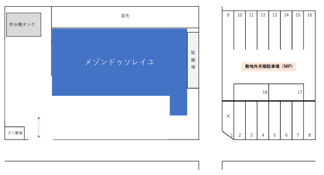 メゾン・ドゥ・ソレイユ月極敷地外駐車場の駐車配置図