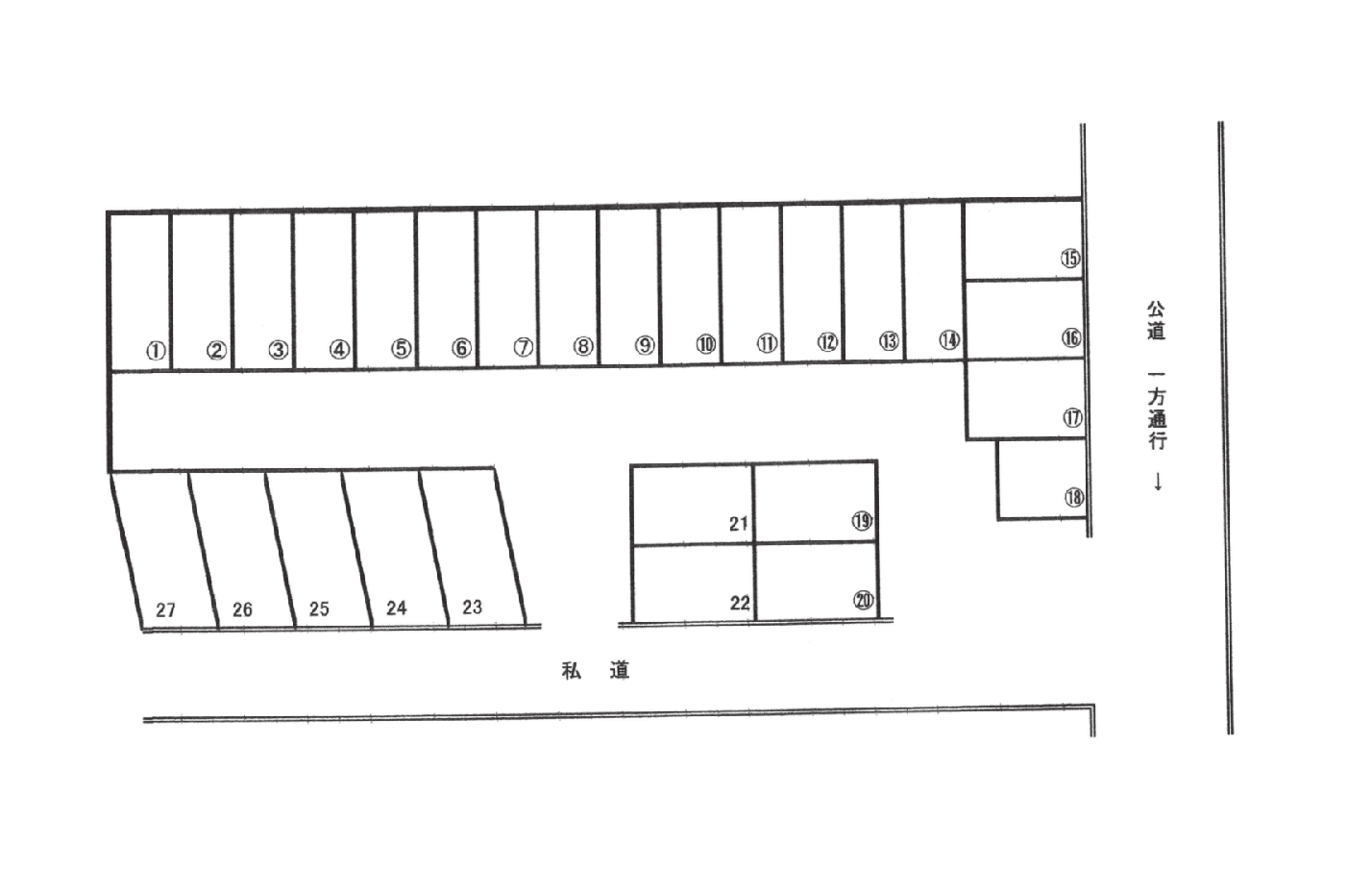 イアスパーク新吉田東6丁目の駐車配置図
