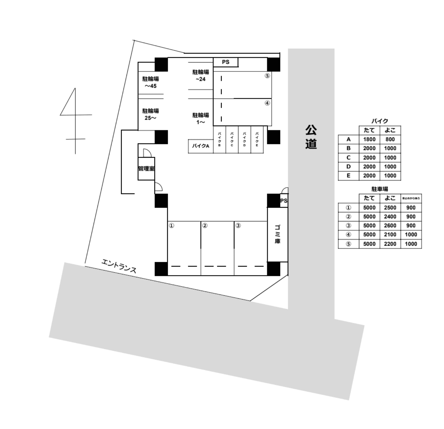 グレイス難波南の駐車配置図