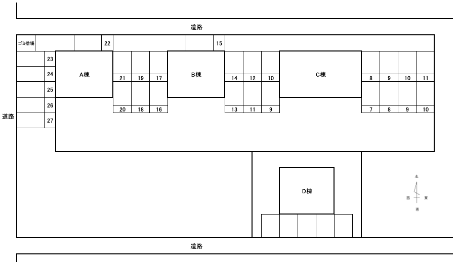 サンライズ(緑)A・B・Cの駐車配置図