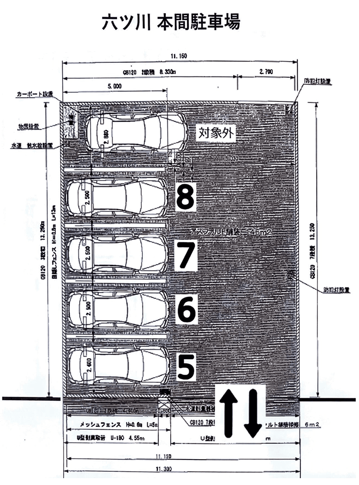 六ツ川 本間駐車場の駐車配置図