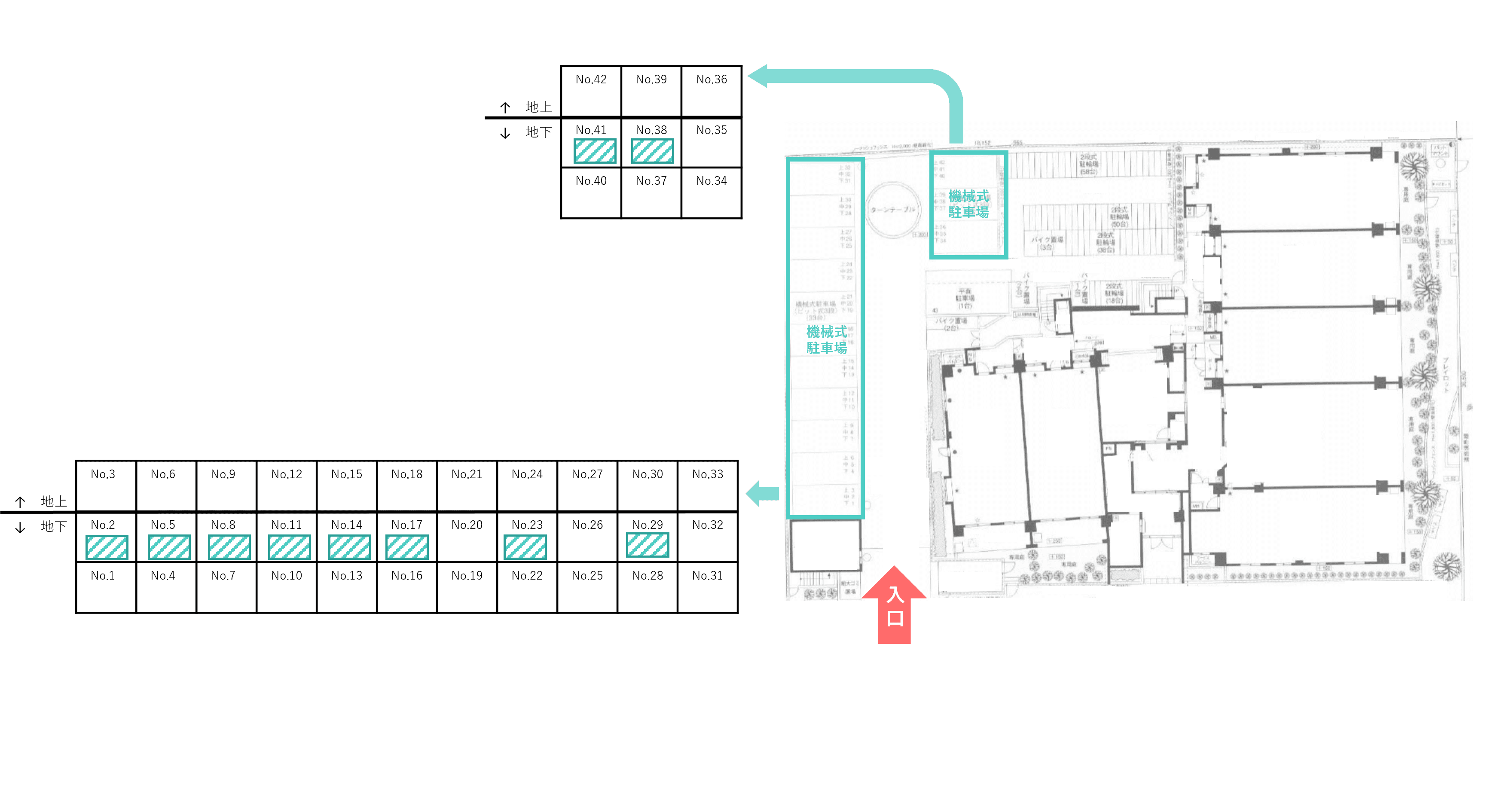 中央3丁目駐車場の駐車配置図