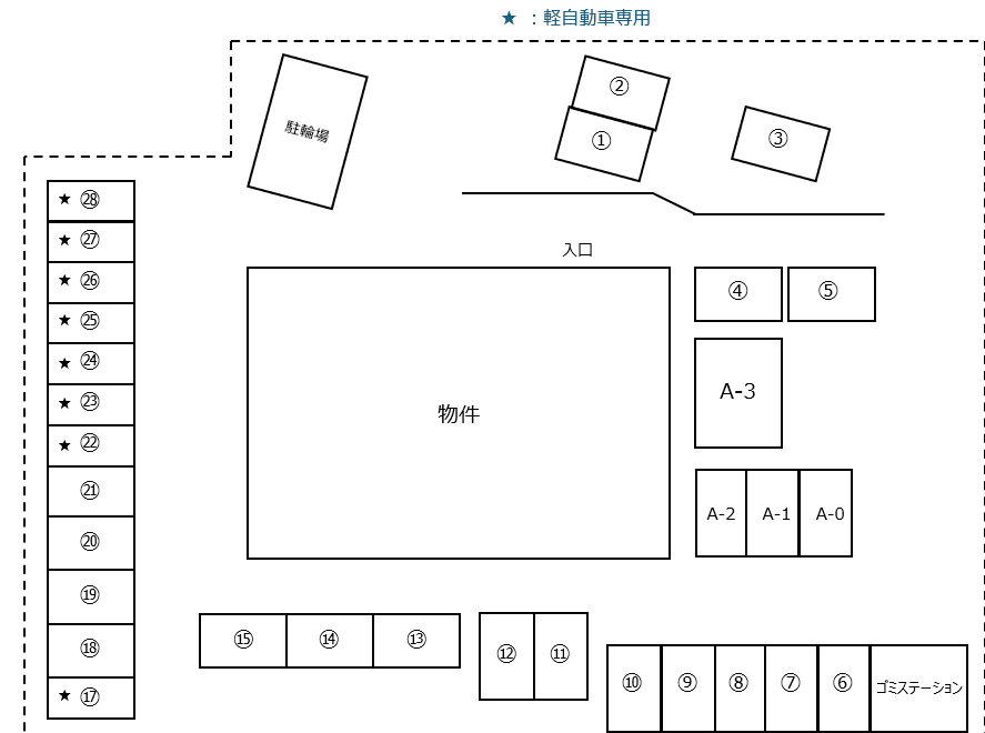 プレアール大田町駐車場の駐車配置図