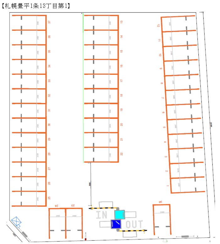 札幌豊平1条13丁目第1駐車場の駐車配置図