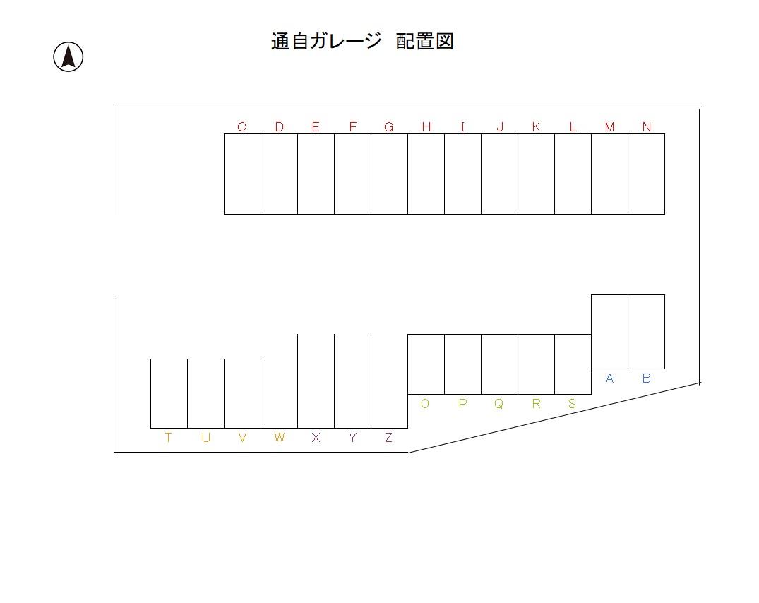 通自ガレージの駐車配置図