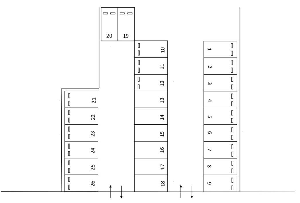 平八パーキングの駐車配置図