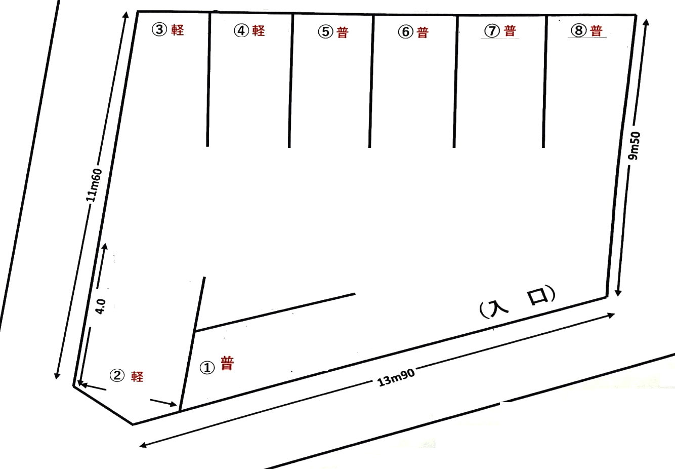 港川パーキングの駐車配置図