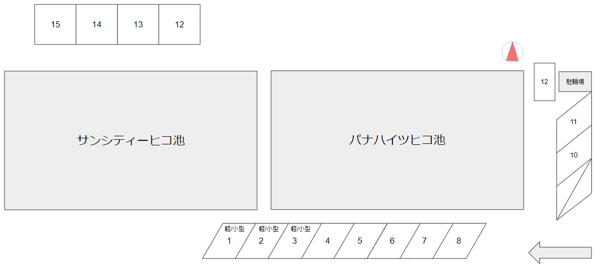 パナハイツヒコ池・サンシティーヒコ池の駐車配置図