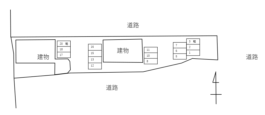 レーゲンボーゲンA・B別駐車場の駐車配置図