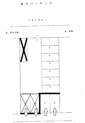 犀川パーキングの駐車配置図