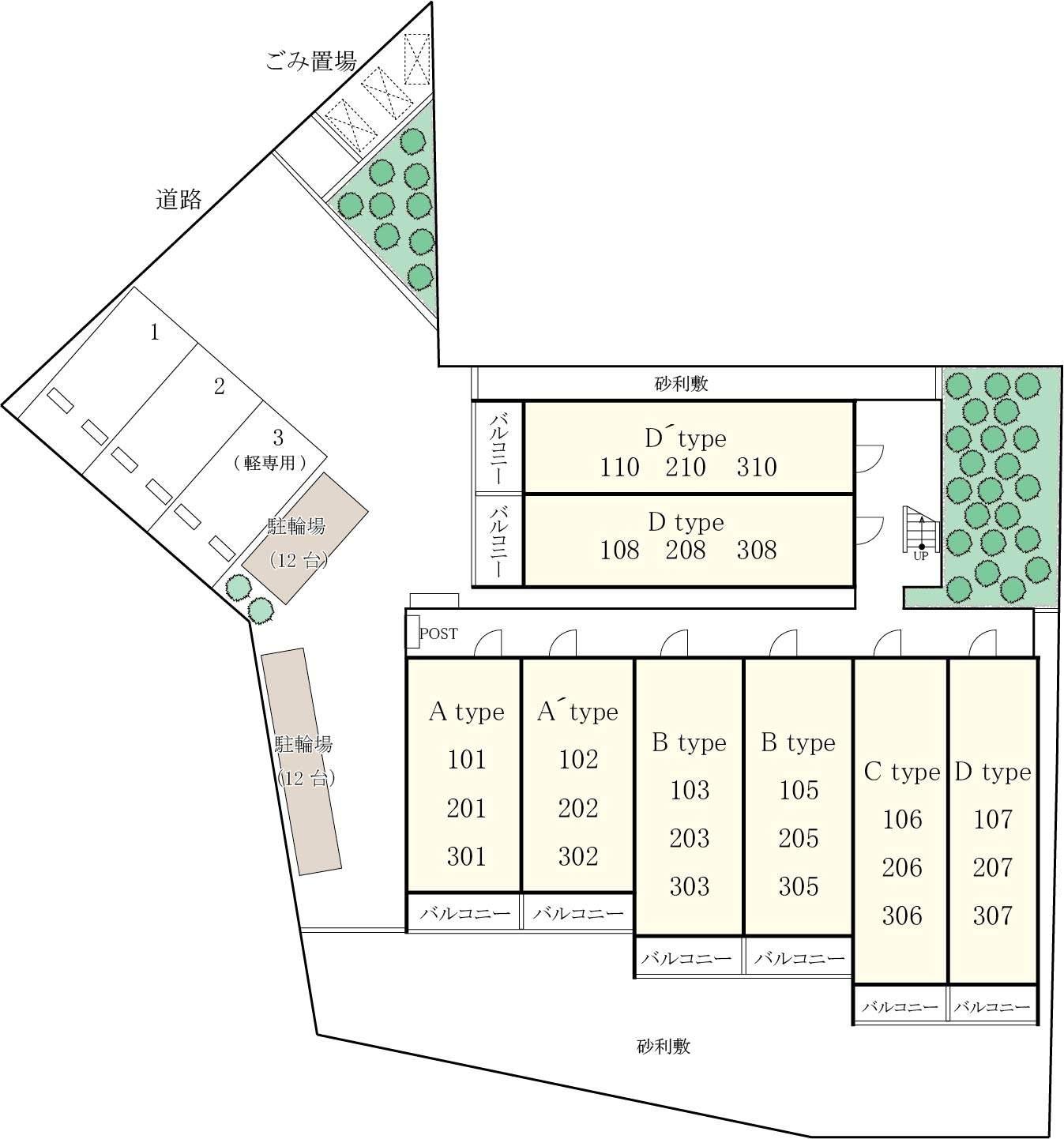 リブリ・YaEn駐車場の駐車配置図