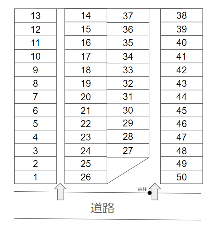 上田の湯月極駐車場の駐車配置図