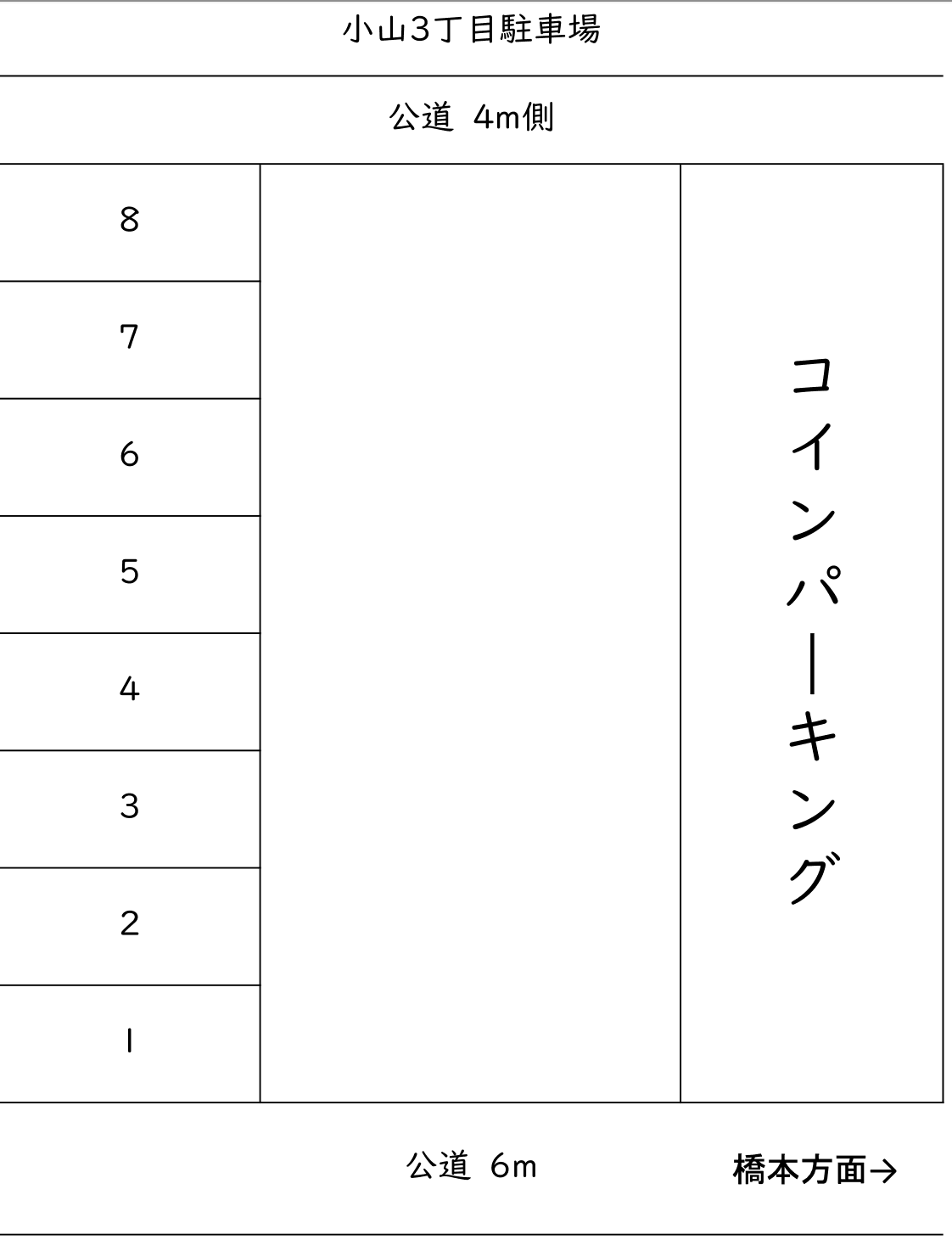 小山3丁目駐車場の駐車配置図