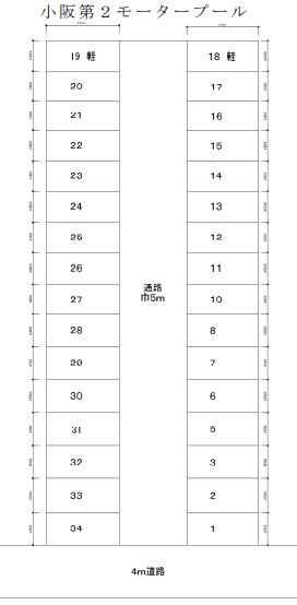 小阪第2モータープールの駐車配置図