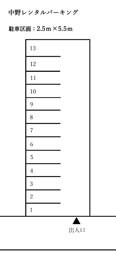 中野レンタルパーキングの駐車配置図
