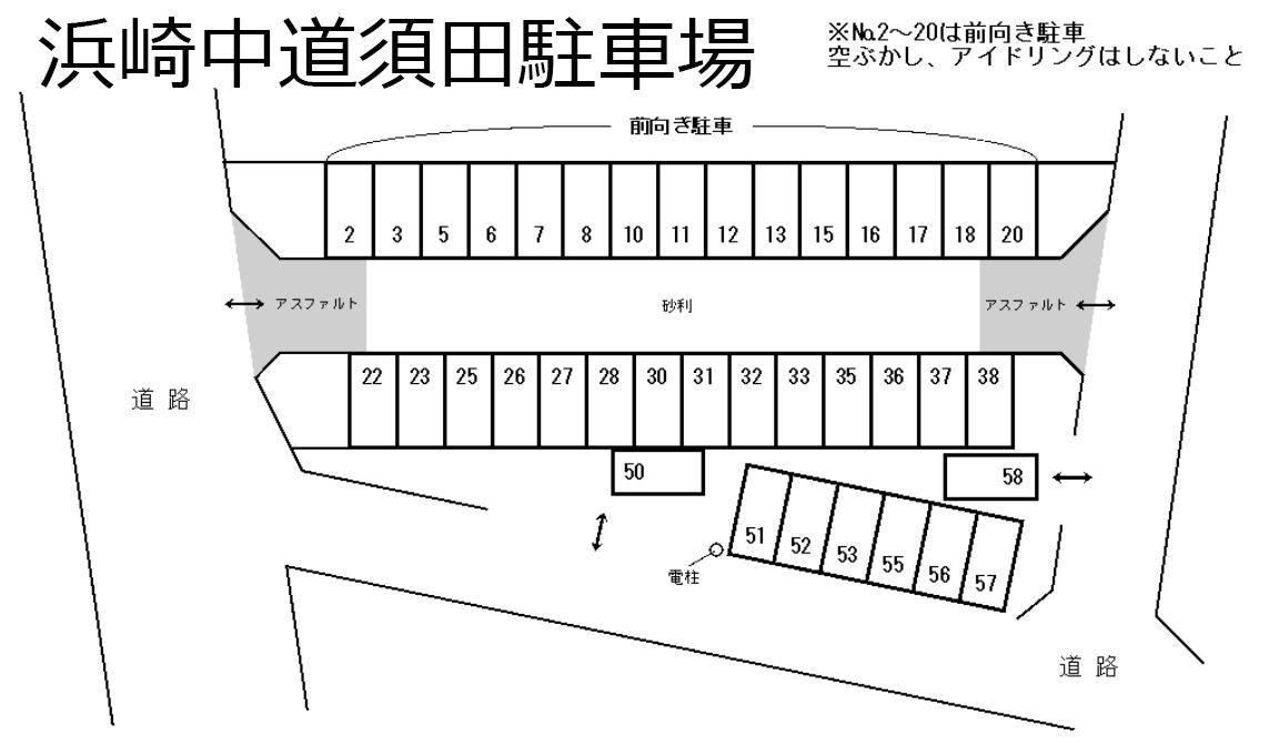 浜崎中道須田駐車場の駐車配置図