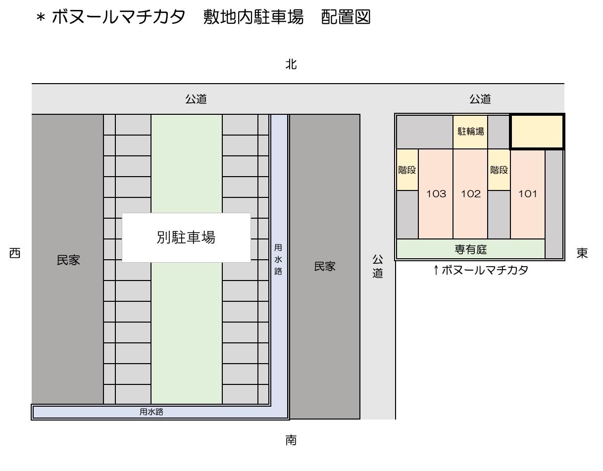 ボヌールマチカタ 敷地内駐車場の駐車配置図
