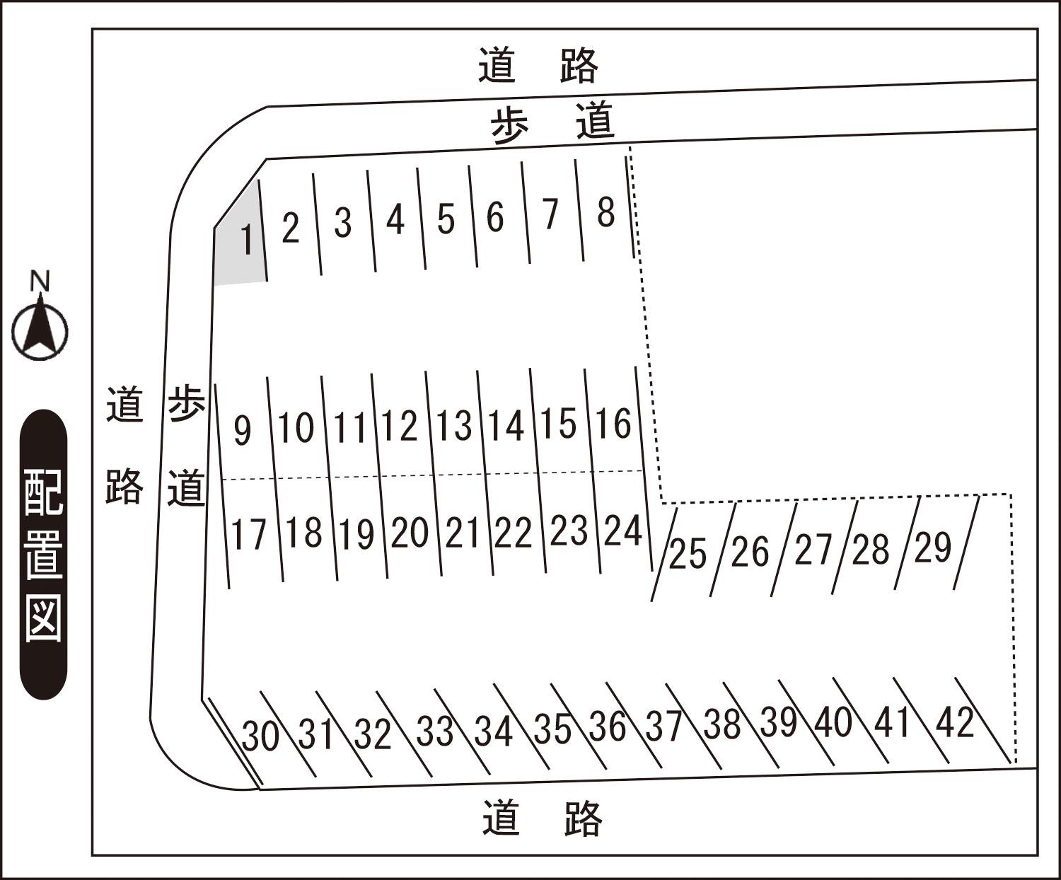 松本3丁目西別院駐車場の駐車配置図