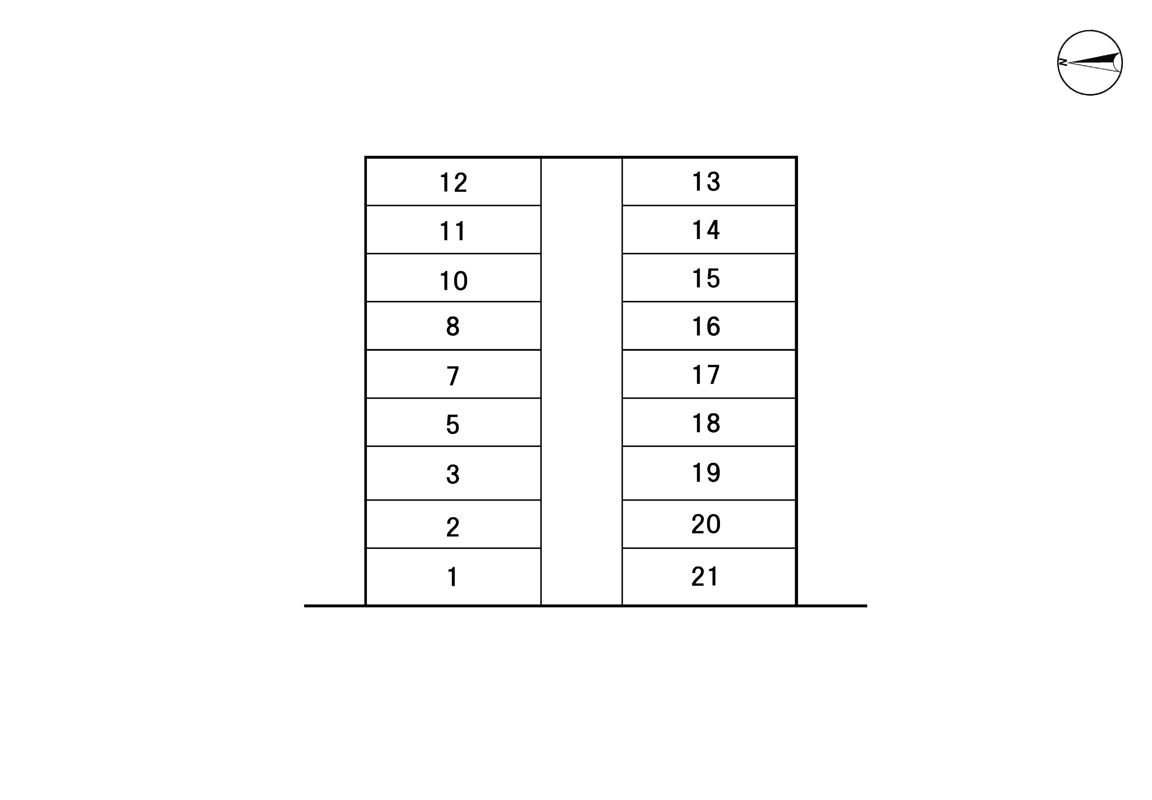 中野新町1丁目月極駐車場の駐車配置図
