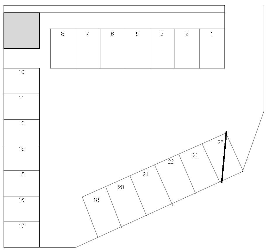 五人手ガレージの駐車配置図