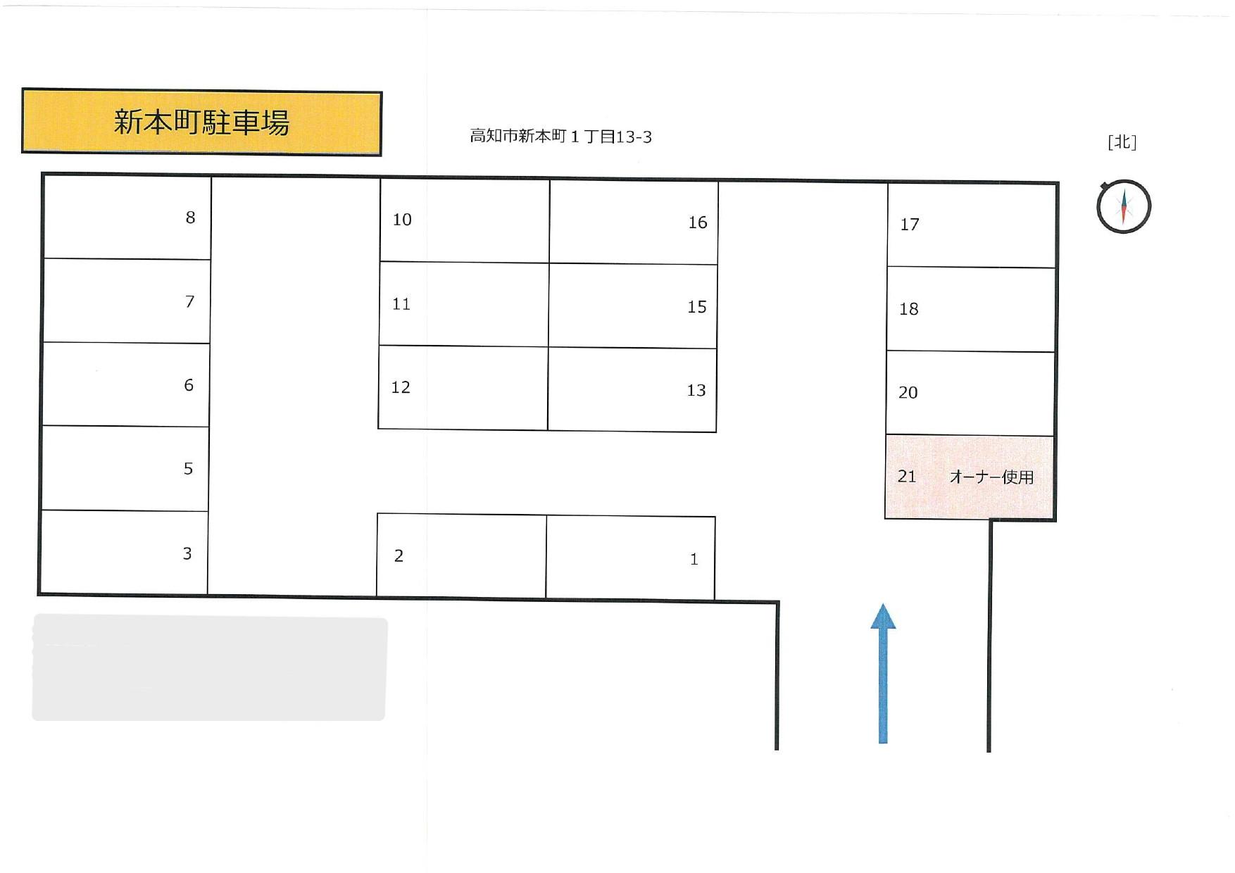 新本町駐車場の駐車配置図