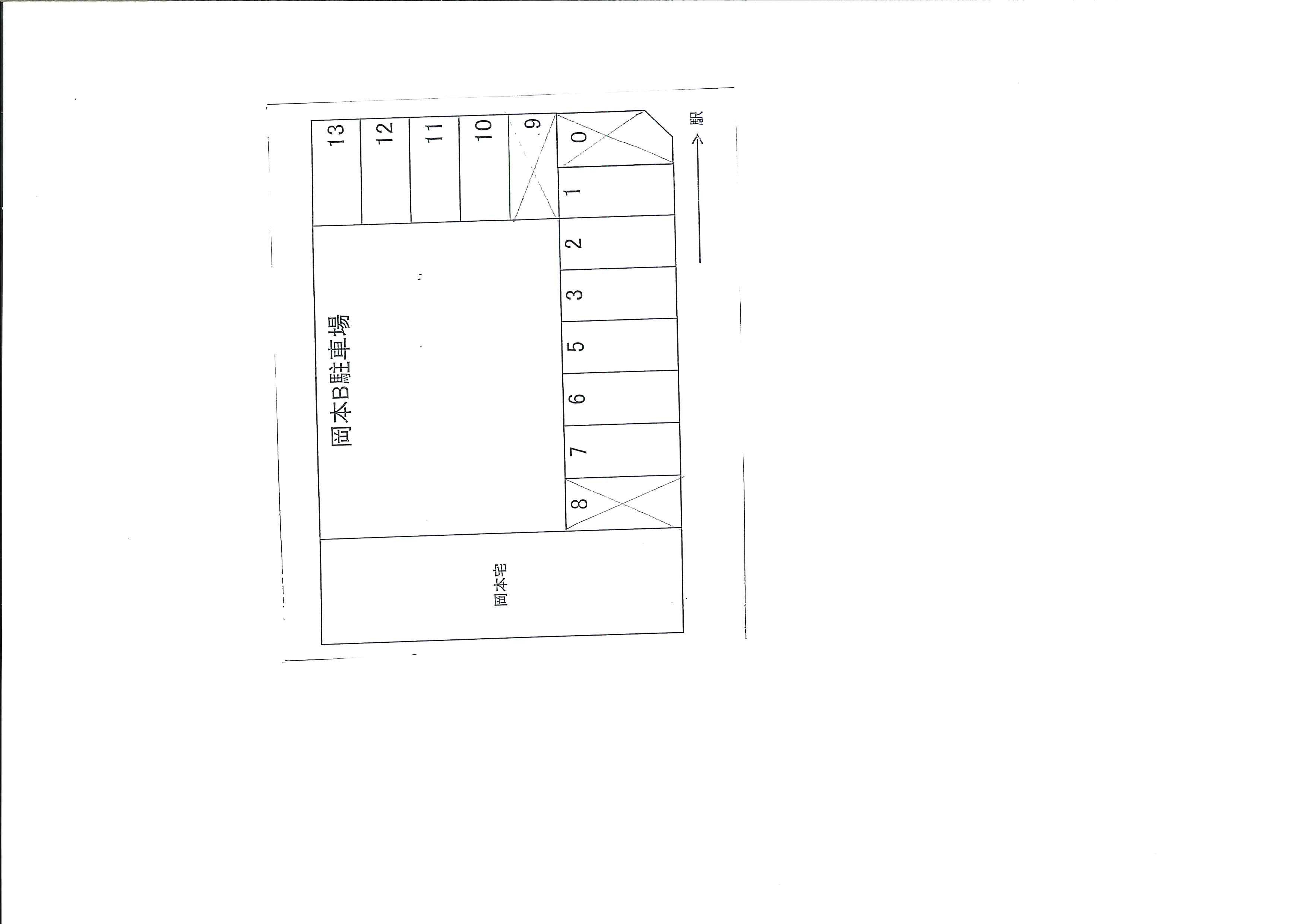 岡本B駐車場の駐車配置図
