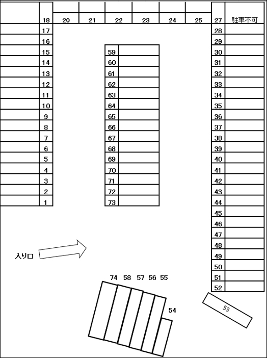 南町駐車場の駐車配置図