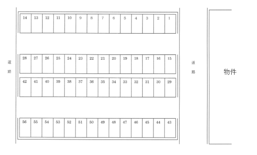 スペースプラザNo.2モータープールの駐車配置図