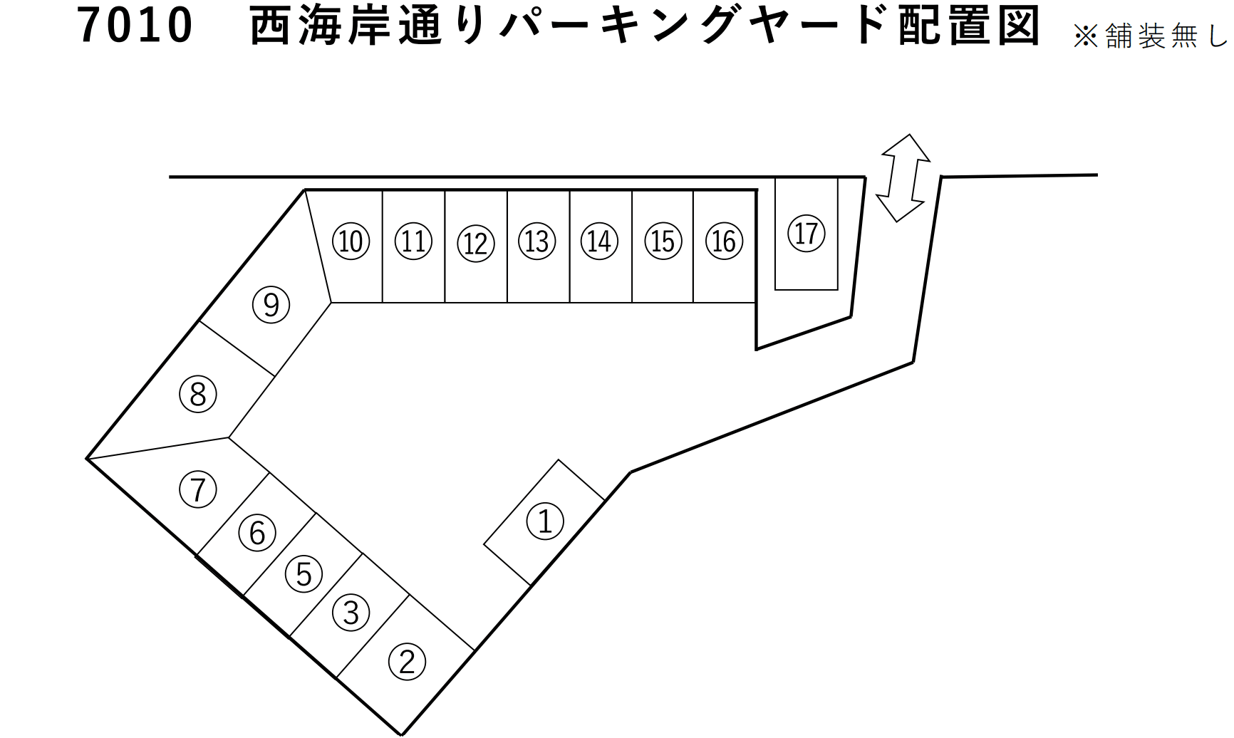 西海岸通りパーキングヤードの駐車配置図